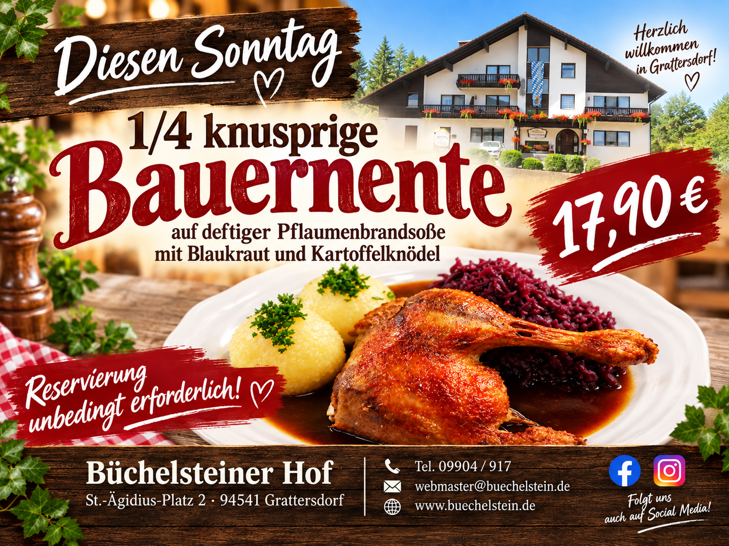 Ente essen im Büchelsteiner Hof Grattersdorf